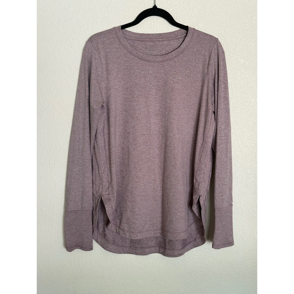Athleta Uptempo Longsleeve Top Heathered Mauve Purple Thumbhole Tulip Hem Medium